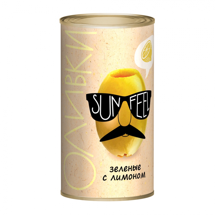 Оливки зеленые с лимоном 300мл(90св) SUNFEEL