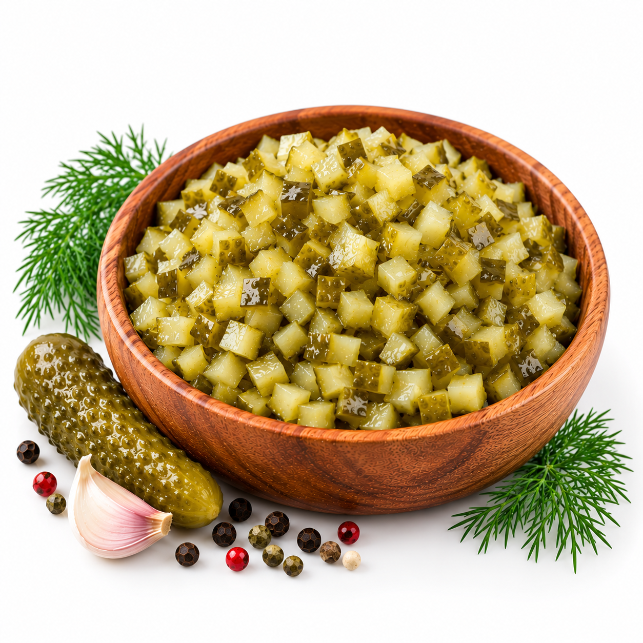 Rustic Bowl of Diced Pickle