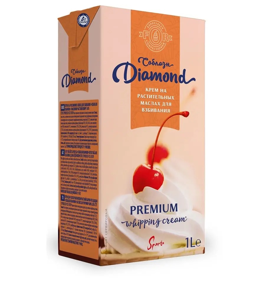 Сливки растительные Соблазн Diamond 26% 1л