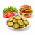 Glossy Pickles with Classic Cheeseburger Ingredients